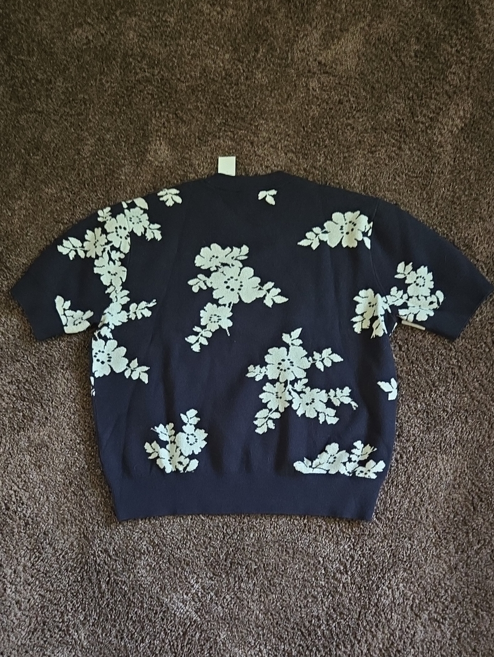 NEW Ann Taylor Navy Blue White Floral Sweater L - Picture 3 of 6